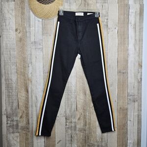 Pacsun Black High-rise Ankle Jeggings Stripe Down The Legs Skinny Size 25